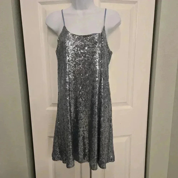 Melrose & Market Blue sequins mini dress Size small - Picture 3 of 12